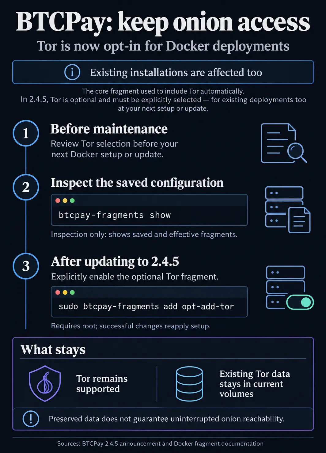 BTCPay Docker Users Must Opt Into Tor at Next Update to Retain Onion Access